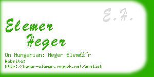 elemer heger business card